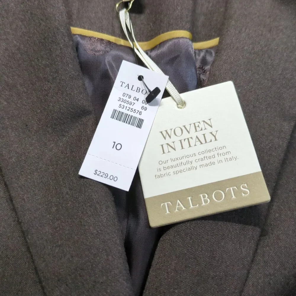 Talbots Blazer Jacket Brown Size 10 NWT Business Officecore
